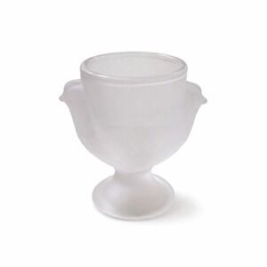 Vintage Frosted Pink Satin Glass Bird Egg Cup Pedestal Chick Figurine